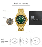 Guess Asset Quartz Green Dial Gold Steel Strap Watch For Men - GW0575G2