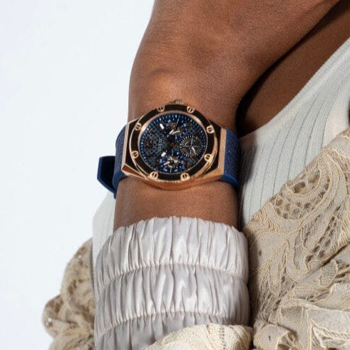 Guess Asteria Multifunction Blue Dial Blue Rubber Strap Watch For Women - GW0620L3
