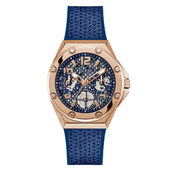Guess Asteria Multifunction Blue Dial Blue Rubber Strap Watch For Women - GW0620L3