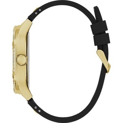 Guess Asteria Multifunction Gold Dial Black Rubber Strap Watch For Women - GW0620L2