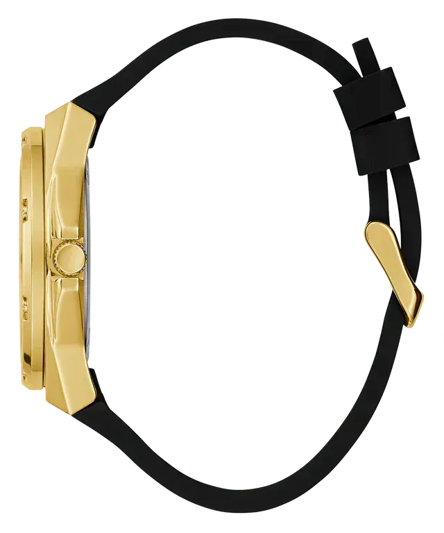 Guess Asteria Multifunction Gold Dial Black Rubber Strap Watch For Women - GW0620L2