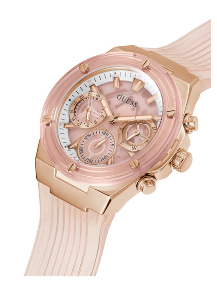 Guess Athena Rose Gold Dial Rose Gold Rubber Strap Watch for Women - GW0409L3