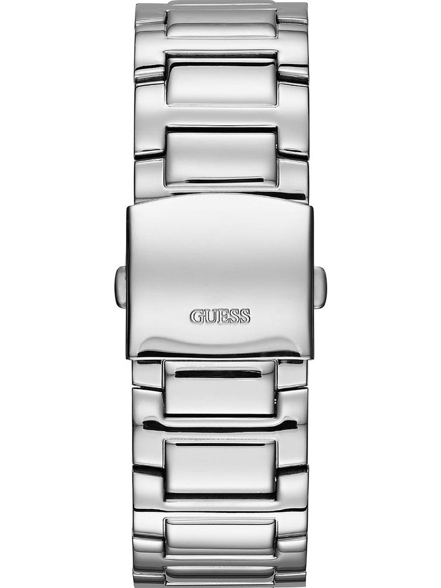 Guess Atlas Chronograph Black Dial Silver Steel Strap Watch For Men - W0668G3