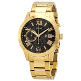 Guess Atlas Chronograph Black Dial Gold Steel Strap Watch for Men - W0668G8