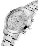 Guess Atlas Chronograph Silver Dial Silver Steel Strap Watch For Men - W0668G7