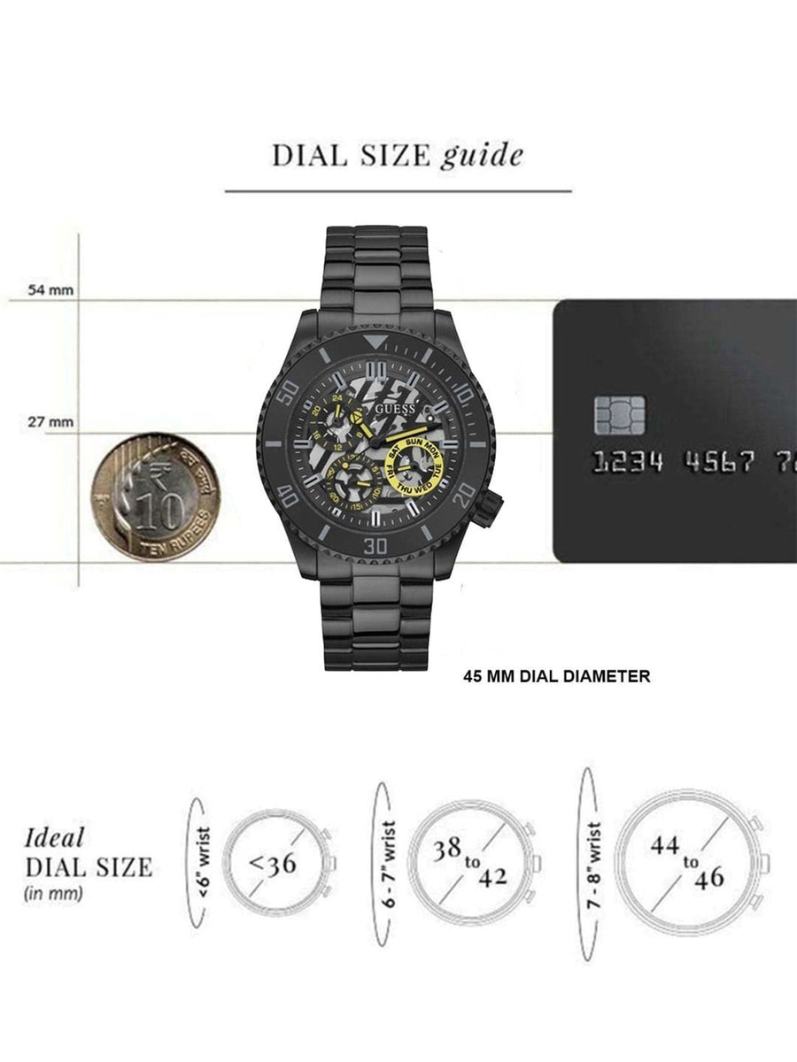 Guess Axel Multifunction Black Dial Black Steel Strap Watch For Men - GW0488G3