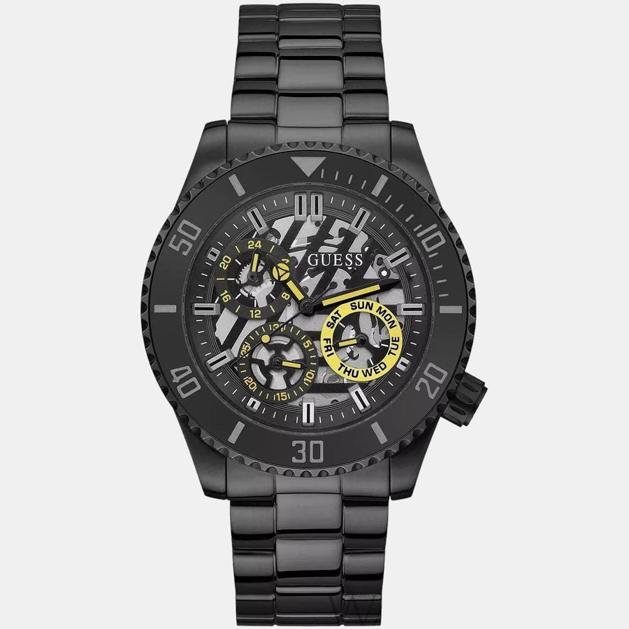 Guess Axel Multifunction Black Dial Black Steel Strap Watch For Men - GW0488G3