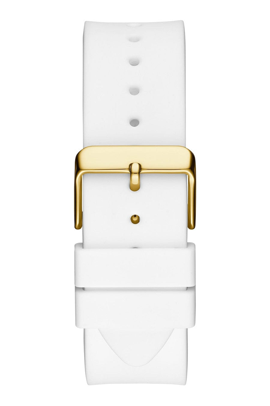Guess Baguette Crystals Gold Dial White Silicone Strap Watch For Men - GW0208G3