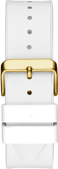 Guess Baguette Crystals Gold Dial White Silicone Strap Watch For Men - GW0208G3