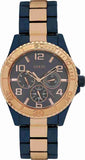 Guess BFF Multifunction Blue Dial Two Tone Steel Strap Watch for Women - W0231L6