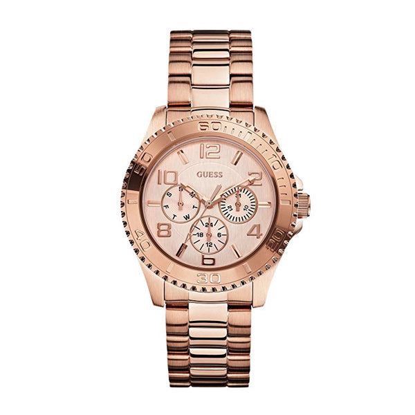 Guess BFF Multifunction Rose Gold Dial Rose Gold Steel Strap Watch for Women - W0231L4
