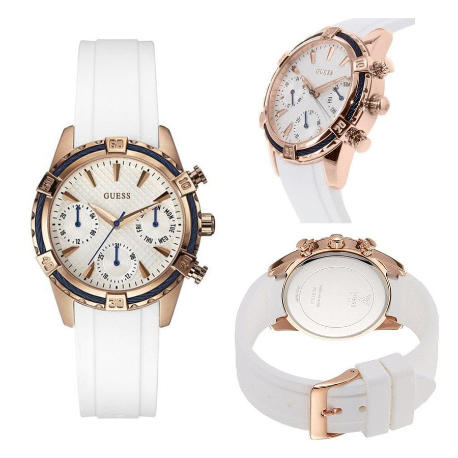 Guess Catalina White Dial White Silicon Strap Watch For Women - W0562L1