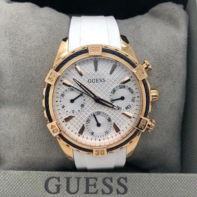 Guess Catalina White Dial White Silicon Strap Watch For Women - W0562L1