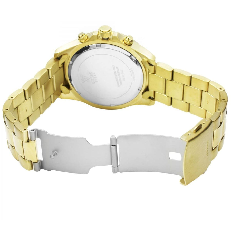 Guess Chaser Chronograph Black Dial Gold Steel Strap Watch for Men - W0170G2