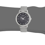 Guess Chelsea Crystals Black Dial Silver Mesh Bracelet Watch For Women  - W0647L5