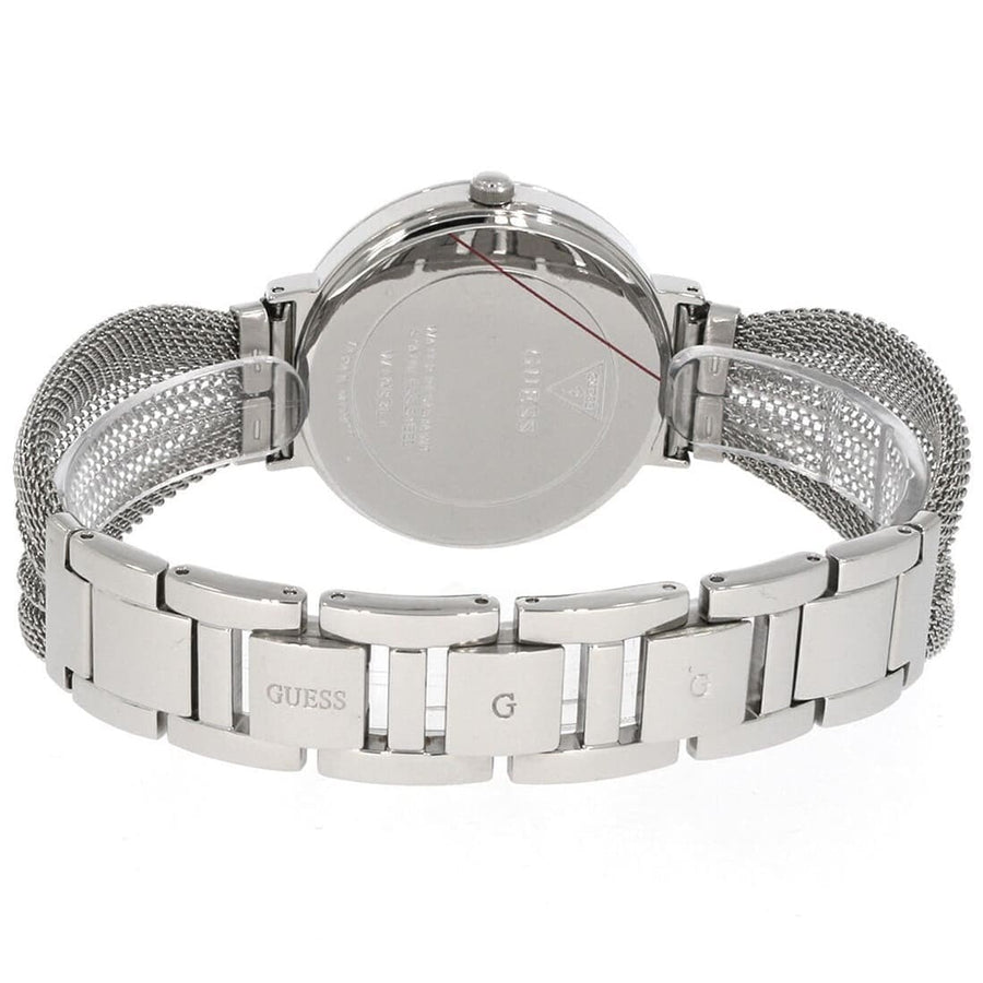Guess Chiffon Silver Dial Silver Mesh Bracelet Watch For Women - W1083L1