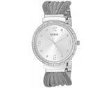 Guess Chiffon Silver Dial Silver Mesh Bracelet Watch For Women - W1083L1