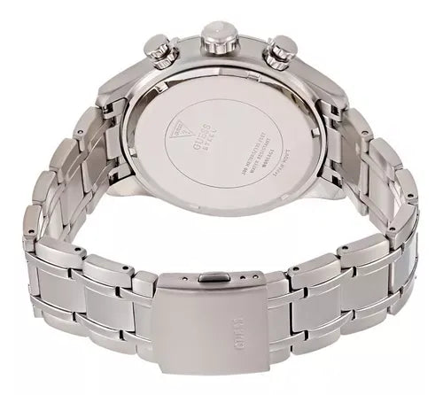 Guess Circuit Chronograph Black Dial Silver Steel Strap Watch For Men - W0968G1