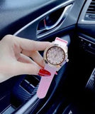 Guess Clarity Gold Dial Pink Silicone Strap Watch for Women - GW0109L2