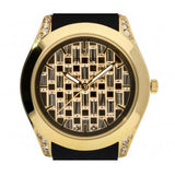 Guess Clarity Gold Dial Black Silicone Strap Watch for Women - GW0109L1