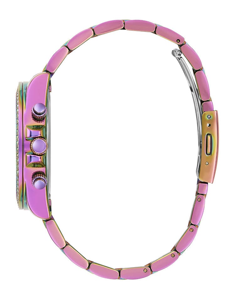 Guess Confetti Chronograph Crystals Multicolor Dial Purple Steel Strap Watch For Women - GW0483L5