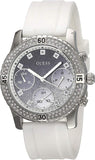 Guess Confetti Crystal Black Dial White Silicone Strap Watch For Women - W1098L1