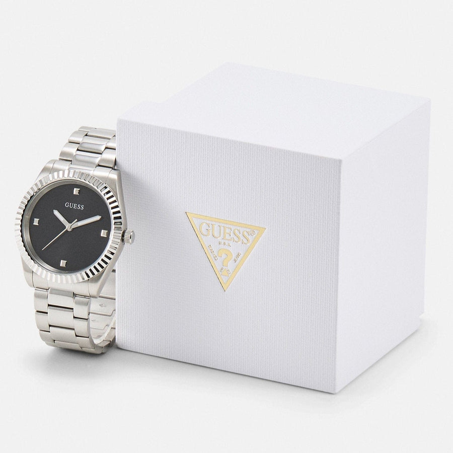Guess Connoisseur Analog Black Dial Silver Steel Strap Watch For Men - GW0542G1
