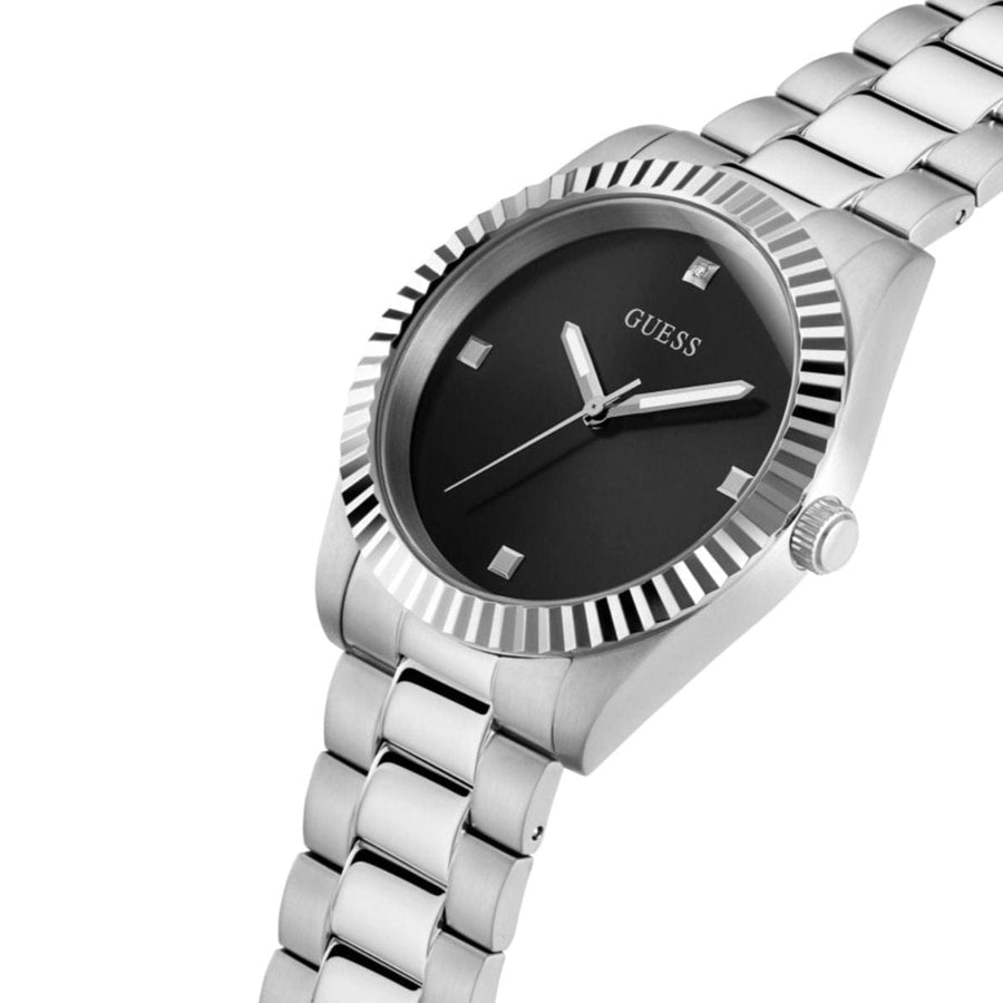 Guess Connoisseur Analog Black Dial Silver Steel Strap Watch For Men - GW0542G1