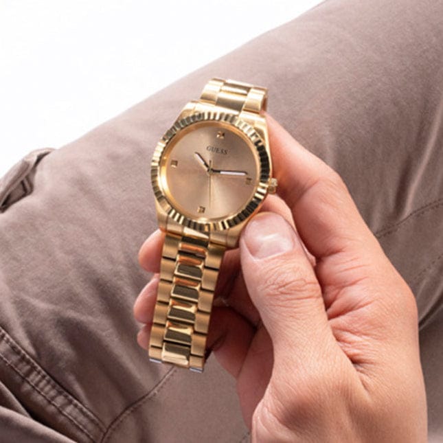 Guess Connoisseur Analog Gold Dial Gold Steel Strap Watch For Men - GW0542G2