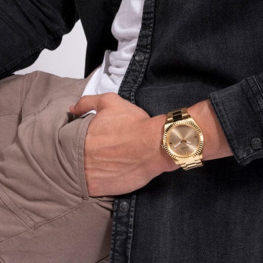 Guess Connoisseur Analog Gold Dial Gold Steel Strap Watch For Men - GW0542G2