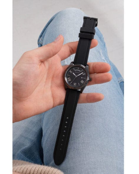 Guess Connoisseur Black Dial Black Leather Strap Watch For Men - GW0353G1