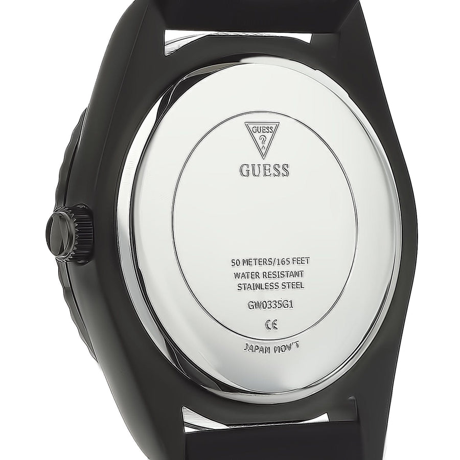 Guess Connoisseur Black Dial Black Silicone Strap Watch For Men - GW0335G1