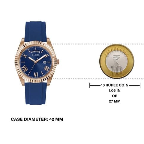 Guess Connoisseur Blue Dial Blue Silicone Strap Watch For Men - GW0335G2