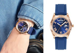 Guess Connoisseur Blue Dial Blue Silicone Strap Watch For Men - GW0335G2