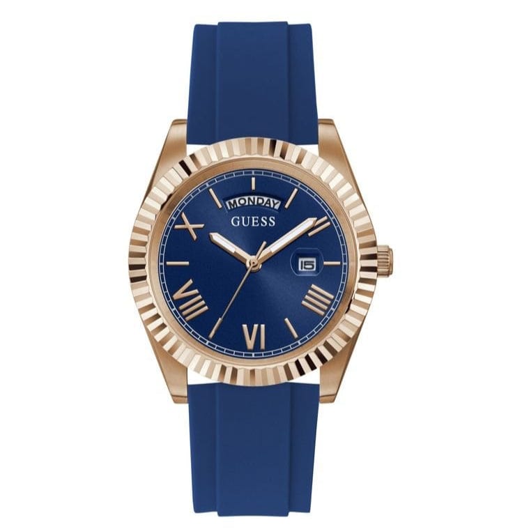Guess Connoisseur Blue Dial Blue Silicone Strap Watch For Men - GW0335G2