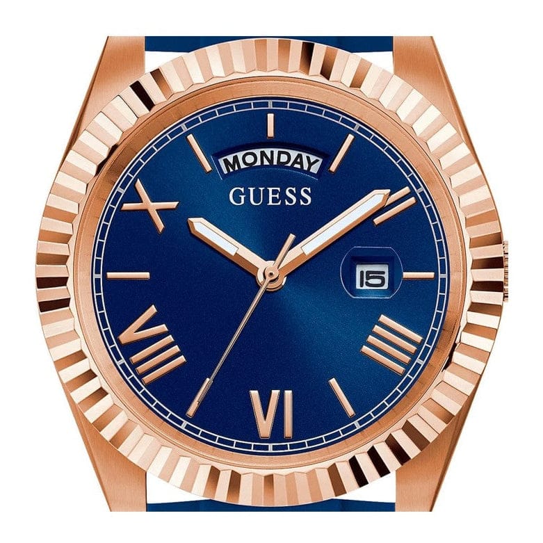 Guess Connoisseur Blue Dial Blue Silicone Strap Watch For Men - GW0335G2