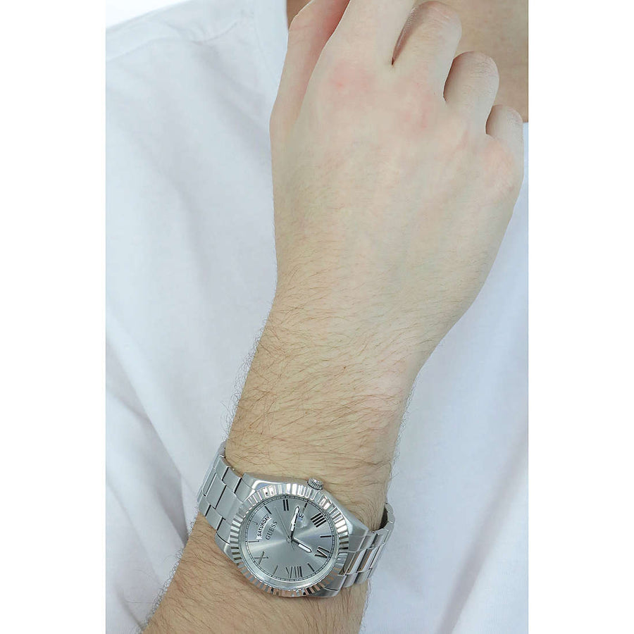 Guess Connoisseur Silver Dial Silver Steel Strap Watch for Men - GW0265G6