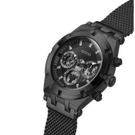 Guess Continental Chronograph Black Dial Black Mesh Strap Watch For Men - GW0582G3