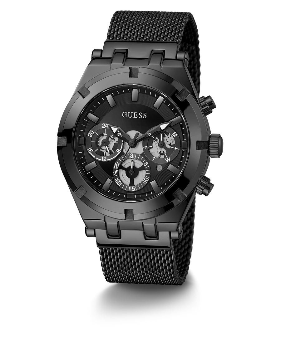 Guess Continental Chronograph Black Dial Black Mesh Strap Watch For Men - GW0582G3