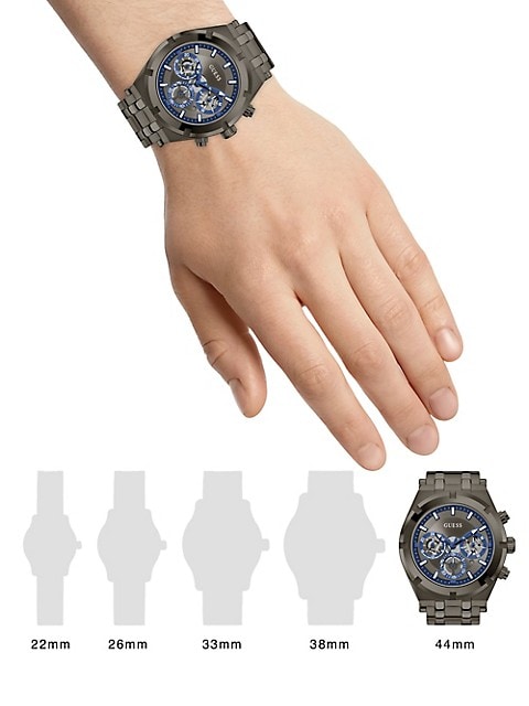 Guess Continental Grey Dial Grey Steel Strap Watch for Men - GW0260G3
