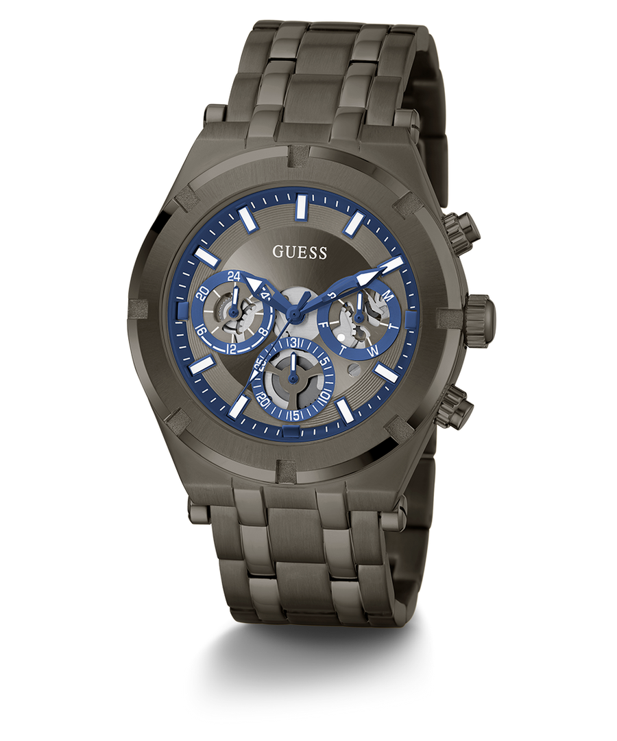 Guess Continental Grey Dial Grey Steel Strap Watch for Men - GW0260G3
