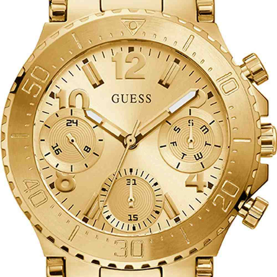 Guess Cosmic Chronograph Gold Dial Gold Steel Strap Watch for Women - GW0465L1