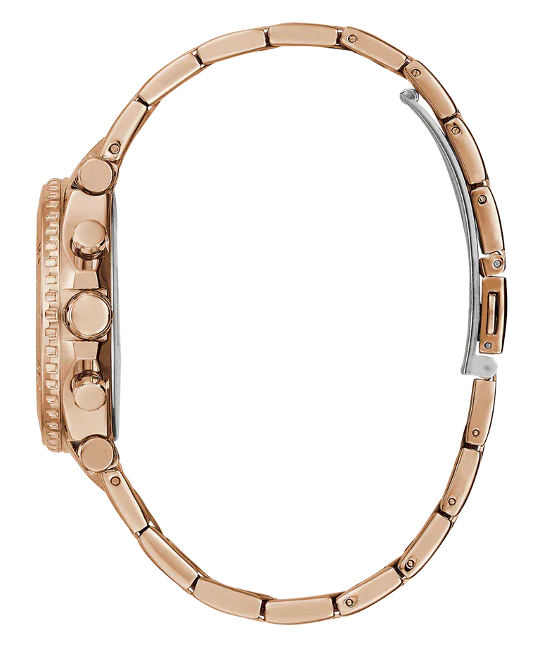 Guess Cosmic Chronograph Rose Gold Dial Rose Gold Steel Strap Watch for Women - GW0465L2