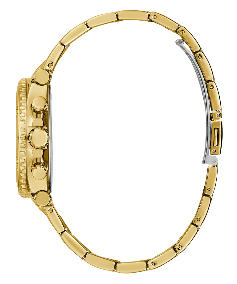 Guess Cosmo Chronograph Green Dial Gold Steel Strap Watch For Women - GW0465L5