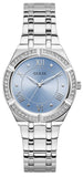 Guess Cosmo Diamonds Blue Dial Silver Steel Strap Watch for Women - GW0033L5