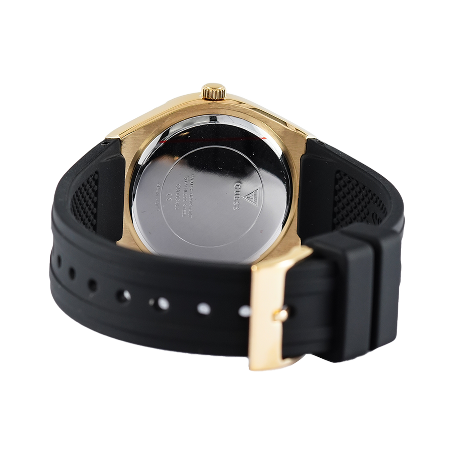Guess Cosmo Diamonds Gold Dial Black Rubber Strap Watch for Women - GW0034L1