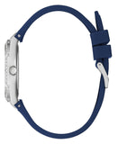 Guess Cosmo Diamonds Silver Dial Blue Rubber Strap Watch for Women - GW0034L5