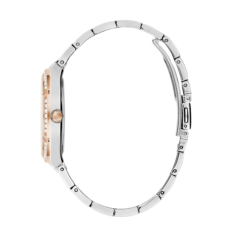 Guess Cosmo Quartz Silver Dial Two Tone Steel Strap Watch For Women - GW0033L9