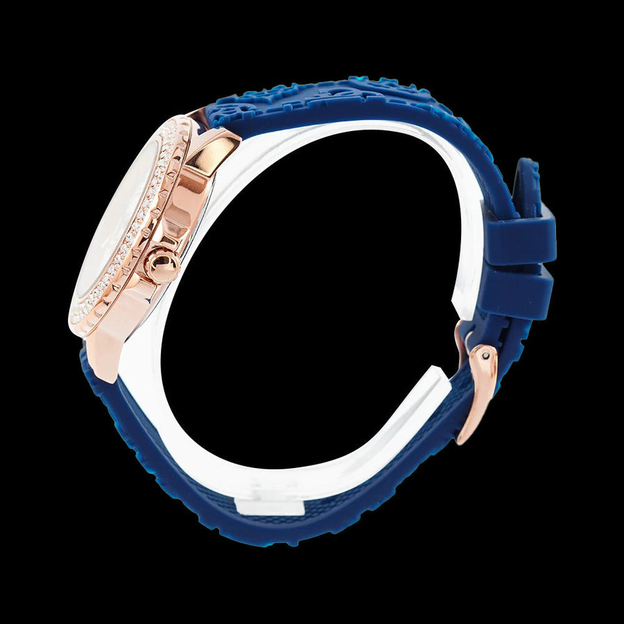 Guess Crown Jewel Diamonds White Dial Blue Rubber Strap Watch for Women - GW0411L2