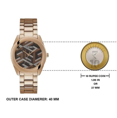 Guess Cubed Analog Black Dial Rose Gold Steel Strap Watch For Women - GW0607L3